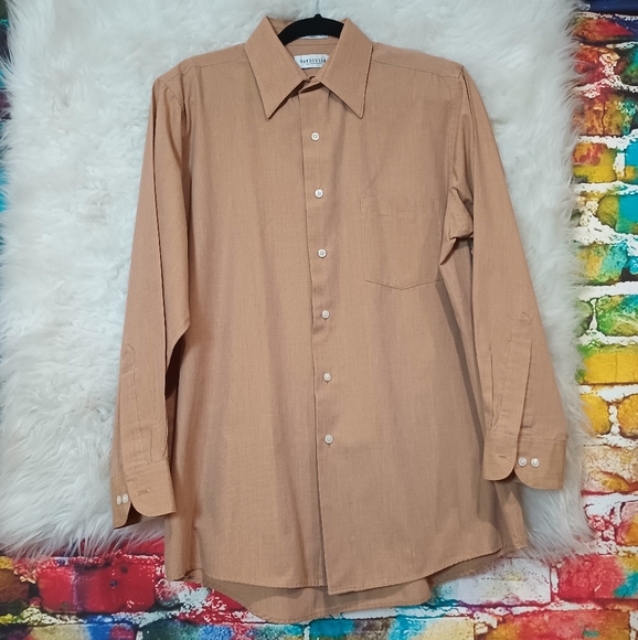 Van Heusen Beige Tan Long Sleeve Button Down Shirt Size 15.5 32/33 - Picture 7 of 8